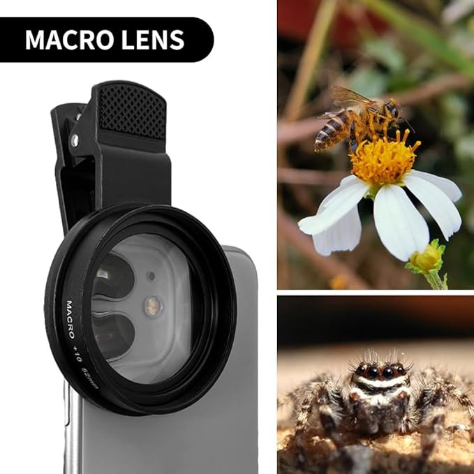 EMVANV 52mm 3 in 1 Phone Lens Filter Kit, CPL + Macro + Star Lenses, Universal Clip-on Cellphone Lens, Black, Optical Glass