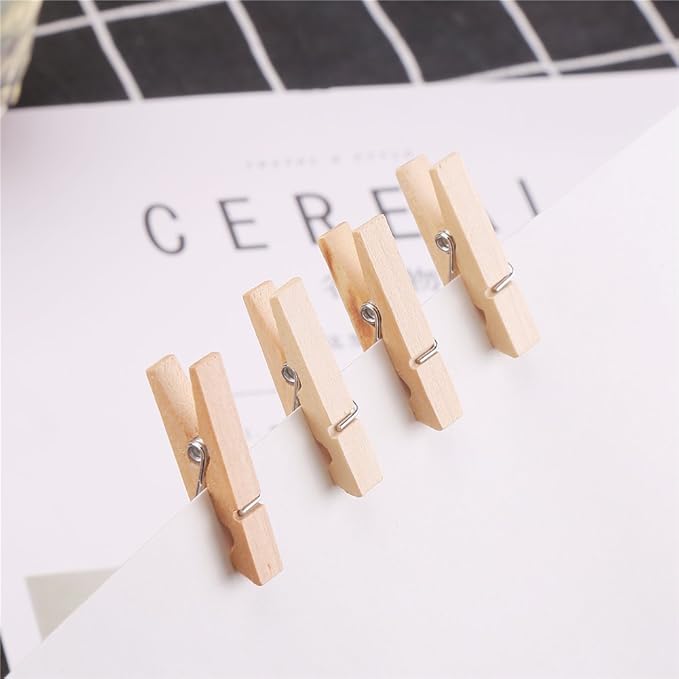 DECORA 3.5cm Sturdy Natural Wooden Mini Clothespin 100 Pieces in One Package