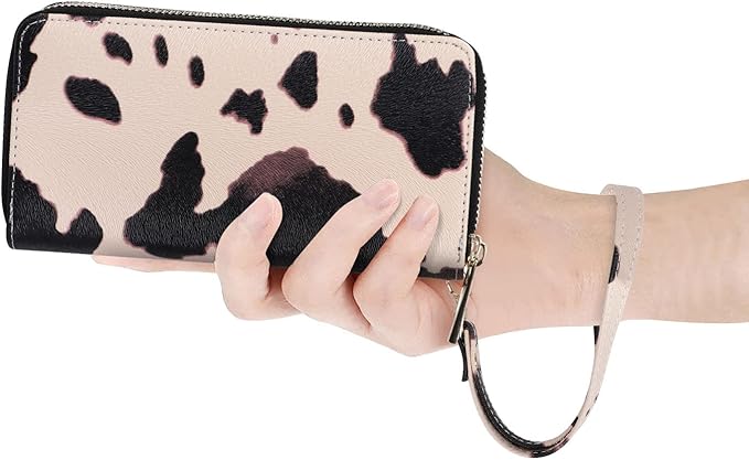 Cellphone Wallet for Women Dual Zipper Long Purse with Removable Wristlet