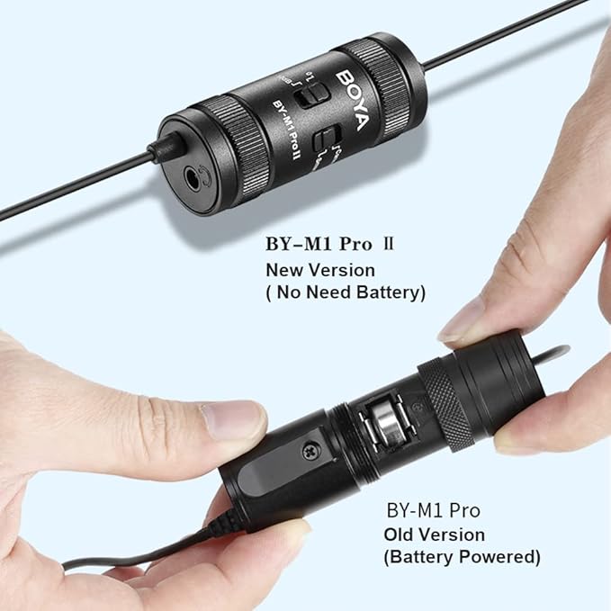 BOYA by-M1 Pro II Universal Clip-on Microphone Omni-Directional Condenser Lapel Mic 3.5mm TRRS Plug 6M Long Cable Plug-and-Play for Smartphone Camera Camcorder Audio Recorder Computer