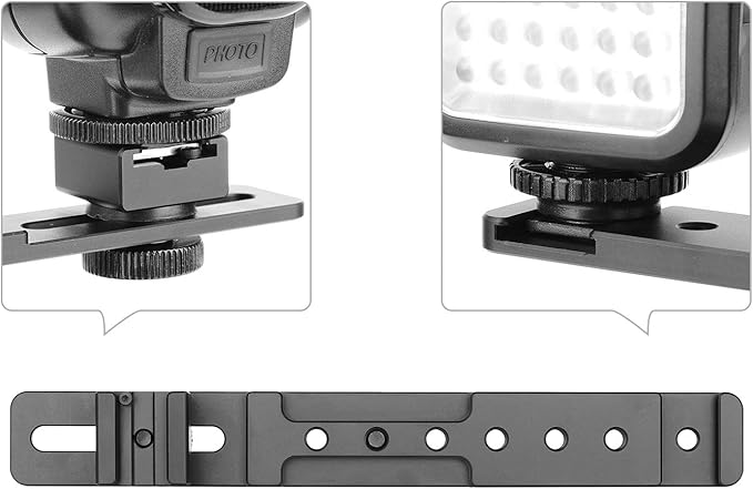 ChromLives 8'' Cold Shoe Extension Bar, Flash Straight Bracket, Camera Dual Mount Flash Bracket Compatible with Nikon Canon Sony Olympus DSLR Camera Camcorder DV