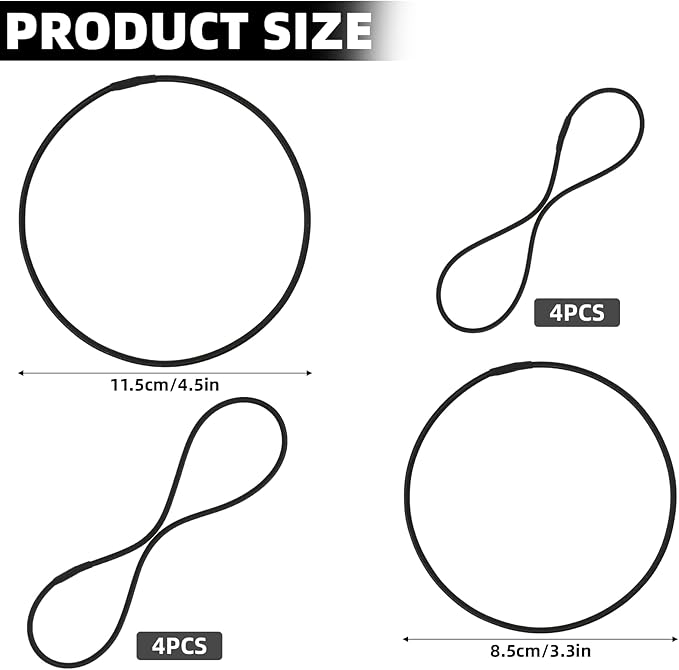 8PCS Microphone Shock Mount Rubber Ring, Black Universal Elastic Bands Replacement for Microphone Shock Mount Holder Clamp Clip (Black)