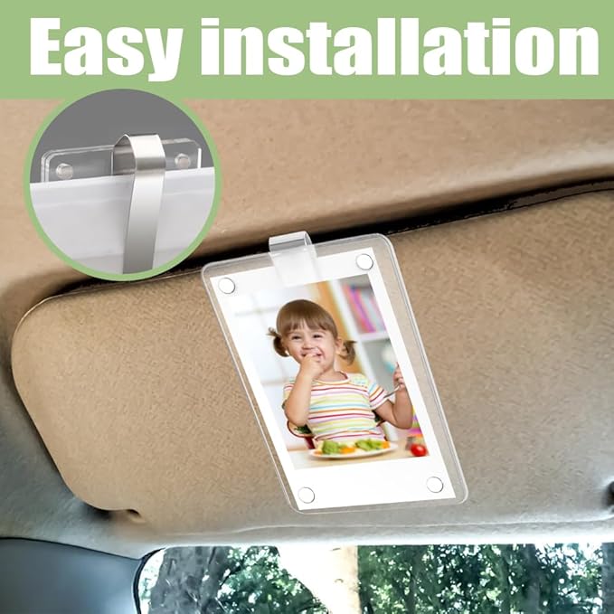 FDKYOEK 2 PCS Car Photo Holder, Car Picture Holder, Transparent Acrylic Car Photo Clip, Photo Car Visor Clip, Personalized Sun Visor Picture Clip for Car, Car Sun Visor Photo Holder