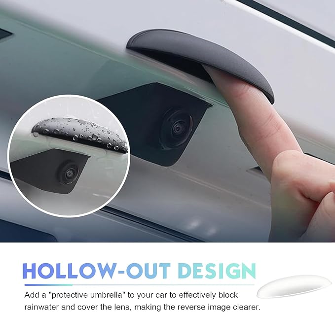 Car Rear View Camera Cover, Waterproof Anti-Rain Shield for Unobstructed View, ABS Wider Anti-Glare Reversing Cam Protector, Self-Adhesive Backup Lens Guard for Cars (White)