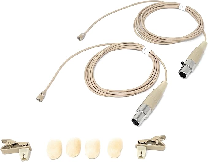 Pair of Lavalier Lapel Mics w/ 4 pin Mini XLR TA4F for Shure Wireless
