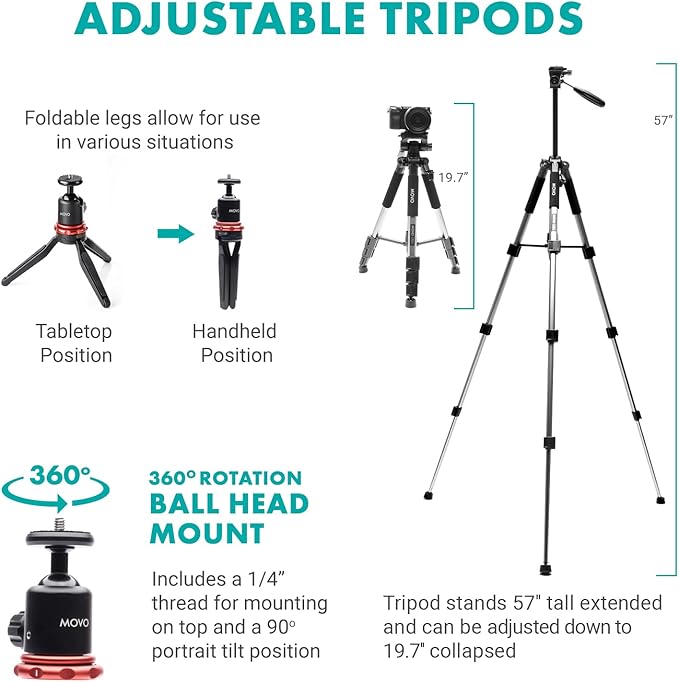 Movo iFilmer-PRO Smartphone Video Rig Kit – Stabilizer Cage with Dual Grips, Wireless Lavalier Microphones & Full Sized Tripod for iPhone/Android