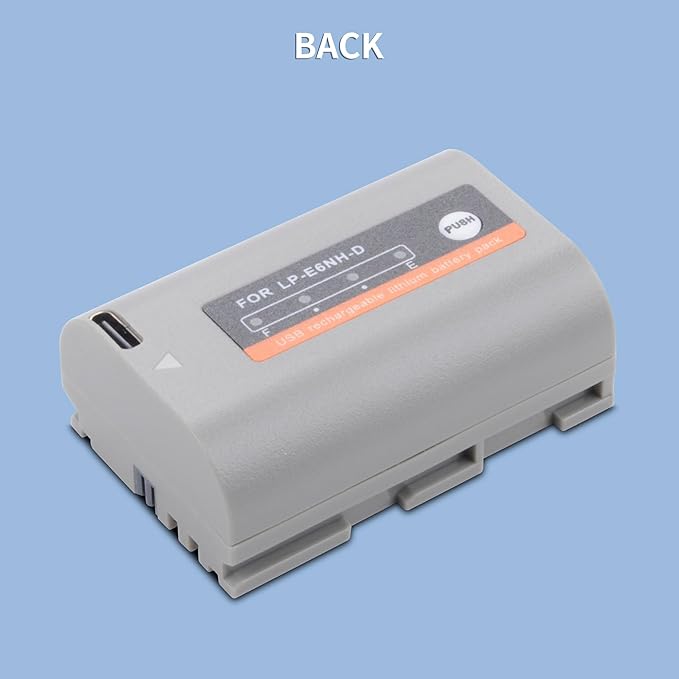 LP-E6NH 2600mAh USB-C Charging Rechargeable Camera Battery (2 Pack) for Canon EOS R, R5C, 5D Mark II, 5D III, 5D IV, 5DS, 5DSR, 6D, 7D, 7D II, 7D III, 80D, 70D, 60D, 60Da, XC10, XC15