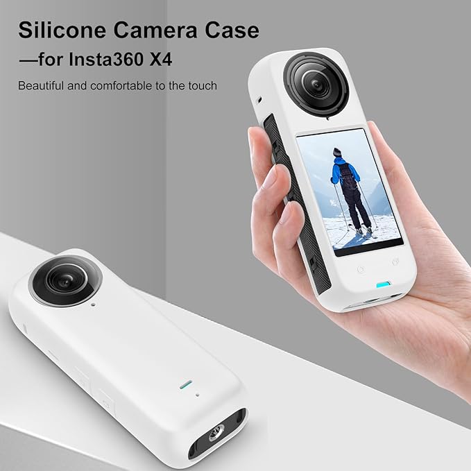 PULUZ Silicone Protective Case for Insta360 X4 with Lens Cap, Soft Camera Protective Cover and Standard Lens Guard for Insta 360 X4 Accessories(White)