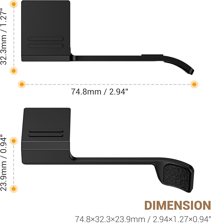 XE5 X-E5 Thumb Grip with Shutter Button & Hot Shoe Full-Coverage Design for Fuji Fujifilm XE5 Thumb Up Grip with Hotshoe Cover Protector Thumb Rest Support Holder Not Affect The Use of Dial - Black
