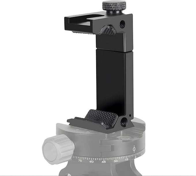 Metal Phone Tripod Mount with Arca Port Cold Shoes & 1/4" Screw Hole, Adjustable Cell Phone Tripod Adapter Clamp Holder Compatible with iPhone Samsung for Video Recording