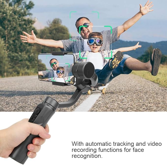 Asixxsix Face Recognition 3‑Axis Stabilizer, 3‑Axis Phone Stabilizer, Panoramic Mode Smart Tracks for Streaming Media