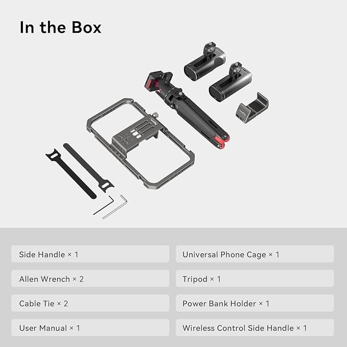 SmallRig All-in-One Universal Phone Video Rig Kit, with Wireless Control Handles, Power Bank Holder, Table Tripod, Universal Phone Cage Kit for iPhone 16/15 /14 Pro/Max Series Vlogging Kit - 4120