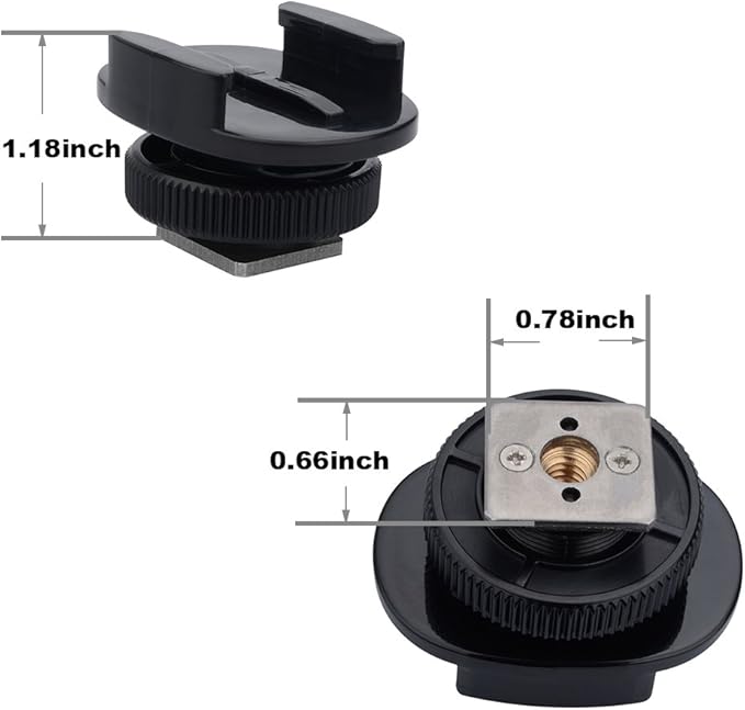 Suptig Tripod Adapter Cold Shoe Mount Compatible for GoPro Hero 13/12/11/10/9/8/7/6/5/4, DJI Osmo, Insta360, Akaso Action Cam - 2 Pack Black