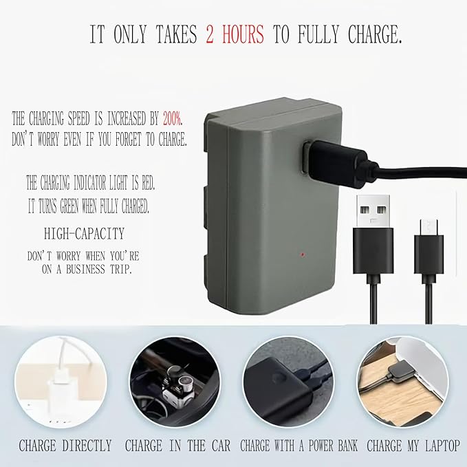 NP-FZ100 2400mAh Replacement Battery for A7R V A7S III A7 IV, USB C Charging Cable, Compatible with ZV-E1, FX3, FX30, A1, A9,A9 II, A6600, A7C