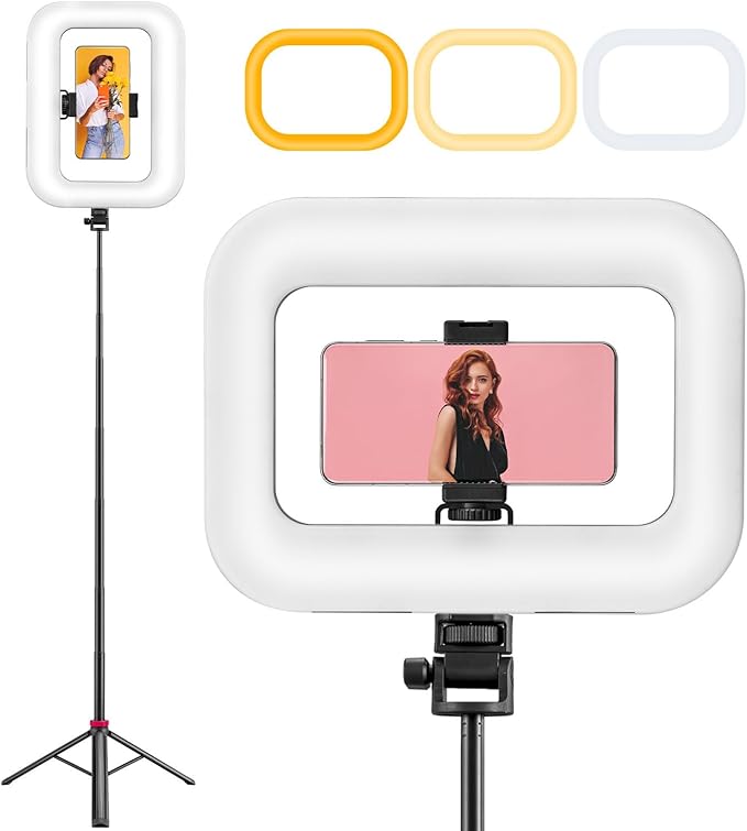 Phone Ring Light with 80" Tall Tripod Stand Built-in 8000mAh Battery Handheld Smartphone Photo Selfie Video Rig Lights 2700K-6500K for Tiktok, YouTube, Video Recording, Filmmaking, Vloging