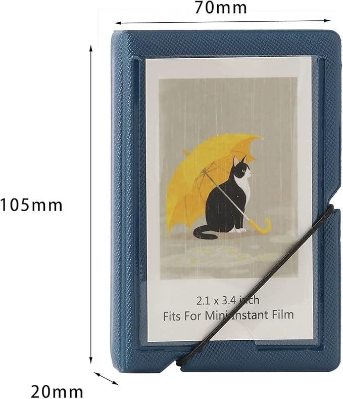 Mini Instant Film Polaroid Photo Album Book For 3 Inch Fujifilm Instax Mini 12 11 9 99 8 7+ 40 EVO Camera Film, HP Sprocket, K-pop Photocards (Marine Blue, 2 Pack)