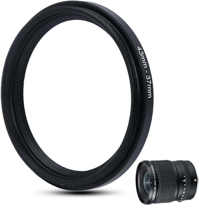 Metal Step Down Ring Filter Adapter - 43mm to 37mm - Metal Ring Step Down Rings Adapter Filter Compatible with All 37mm UV, CPL, ND, Lens Hood, Threaded Lens ect
