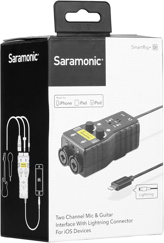 Lightning Microphone Preamp Compatible with iPhone 11 X 8 7 6 Vlog, Saramonic 2-Channel Lightning Mic XLR & 6.3mm Guitar Interface for iPad iPod, iOS Smartphone Tablet YouTube Video