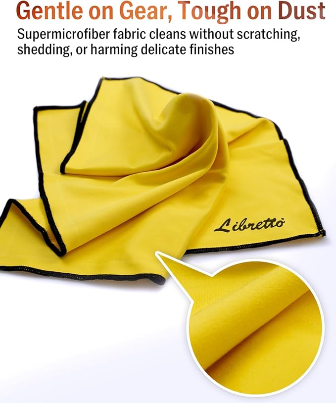 Libretto Super Microfiber Cleaning Cloths for Musical Instruments, 3 Sizes 5.9 x 5.9 in, 7.8 x 7.8 in, 11.8 x 11.8 in, Lint-Free and Scratch-Free