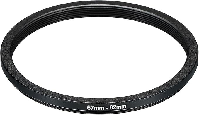 PATIKIL 67mm-62mm Metal Step Down Ring, Camera Lens Filter Adapter Ring Aluminum Filter Adapter Ring for Camera Lenses Hood, Black