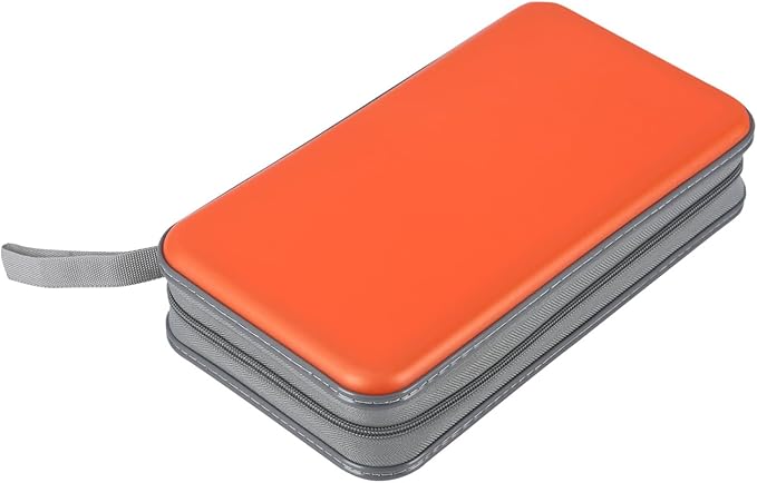 alavisxf xx CD Case, 96 Capacity Hard Plastic CD Holder Protective DVD Disc Storage Case Holder Portable Zipper CD DVD Organizer Storage Wallet for Car Home Travel (96 Capacity, Orange)
