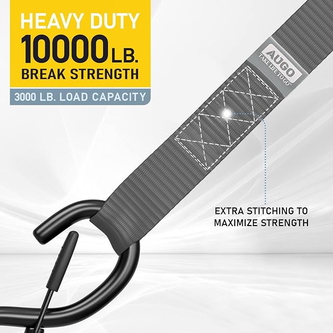 AUGO Heavy Duty Soft Loops –Pack of 6-1.5” x 17” Tie Down Anchor Straps for Use w/Ratchet Strap Hooks – 3000Lb Load Capacity & 10,000Lb Break Strength – Great for Motorcycle, Bike, Roof Rack, Etc.