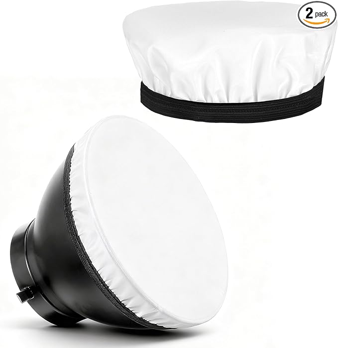 7"/18cm Light Diffuser, 2Pcs White Standard Cloth Diffuser Lamp Sock Soft Cover for Studio Strobe Reflectors Ring Lights Flash Lights Standard Reflector