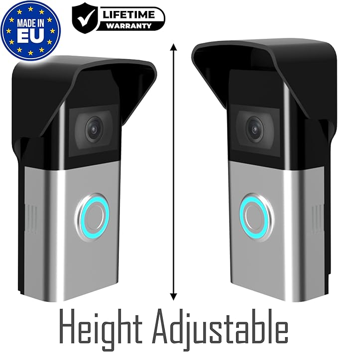 No Drill Rain Cover Compatible with Video Doorbell Battery Doorbell & Older 1/2/3/4 2nd Gen & 3 Plus Rain Shield Anti-Glare Protection Weather Protector Height Adjustable
