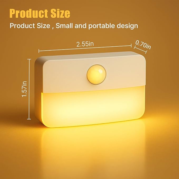 3 Pack Motion Sensor Stair Light for Indoor, Battery Operated Closet Lights, Wireless Stick on Anywhere Hallway Lamp, Portable Led Night Lamps for Bedroom Under Cabinet Kitchen