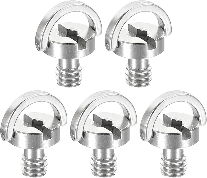 PATIKIL 1/4-20 Thread 13mm Length D-Ring Stainless Steel Camera Fixing Screws, 5 Pack D Shaft Quick Release Plate Screw for Camera Tripod/Monopod, Silver