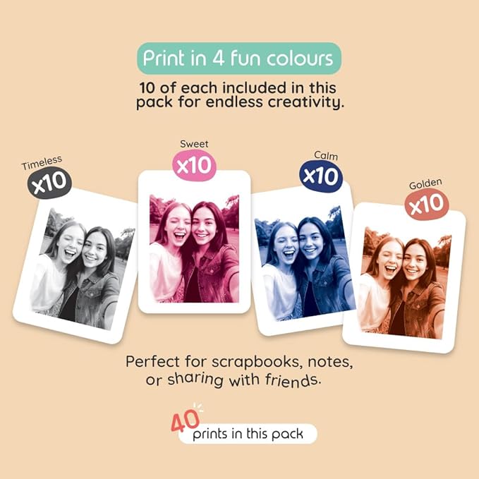 kiimento Ink-Free Instant Print Camera P2 Sky Blue + Two 40-Prink Pack