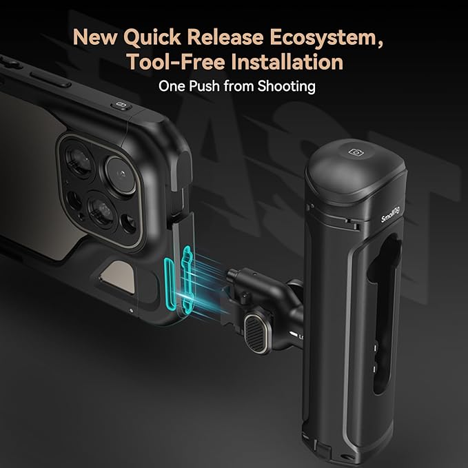 SmallRig Dual Handheld Phone Cage Kit for iPhone 15 Pro Max, Mobile Video Rig Cage Kit with Wireless Quick Release Dual Handles for Video Recording/YouTube/Live Streaming/Vlog