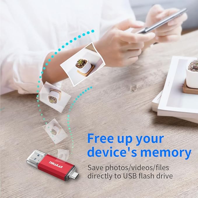 Thkailar 32GB Fat32 USB C Flash Drive OTG High Speed for Store Data-USB 3.1 Thumb Drive C Jump Drive-Compatible with Samsung,Mac Pro,Laptops,Tablets,PC(Red)