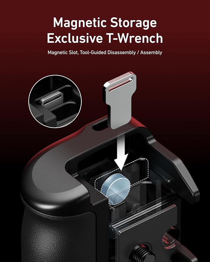 TELESIN Metal Handle Grip Kit for DJI OSMO Action 5 Pro/4/3 with Cage, Camera Street Photography Grip Set for DJI, Quick Release, Patented Seesaw Shutter Button, Cold Shoe, Wrist Strap, 1/4 Threaded