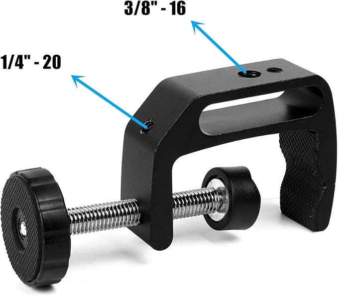 WANBY Camera Clamp Mount Double Ballhead Table Magic Arm Monitor Desk Mount Bracket with Super Clamp with 1/4" and 3/8" Thread for DSLR Camera Rig, LCD Monitor, LED Flash Lights