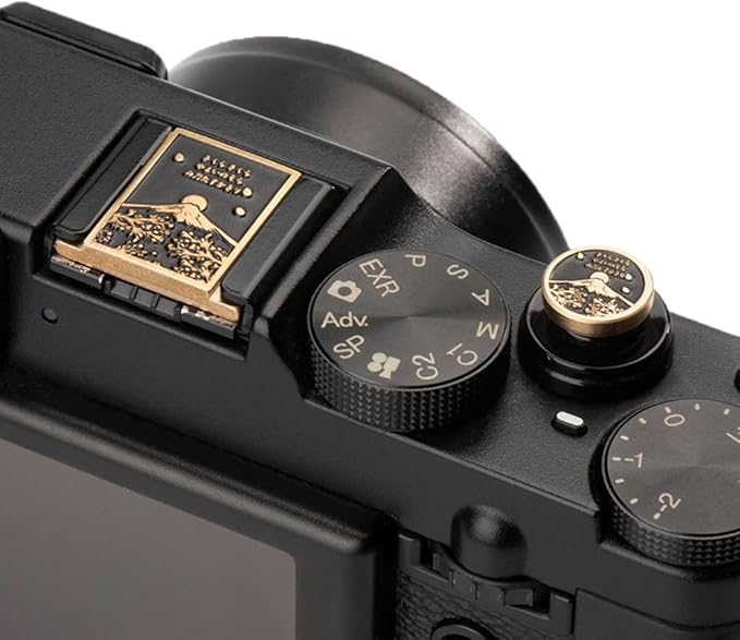 Falling Cherry Blossoms Camera Metal Hot Shoe Cover Shutter Button Set for Fujifilm xpro2 x100vi xt50 xt30 for Nikon df zfc (Copper Alloy-Set)