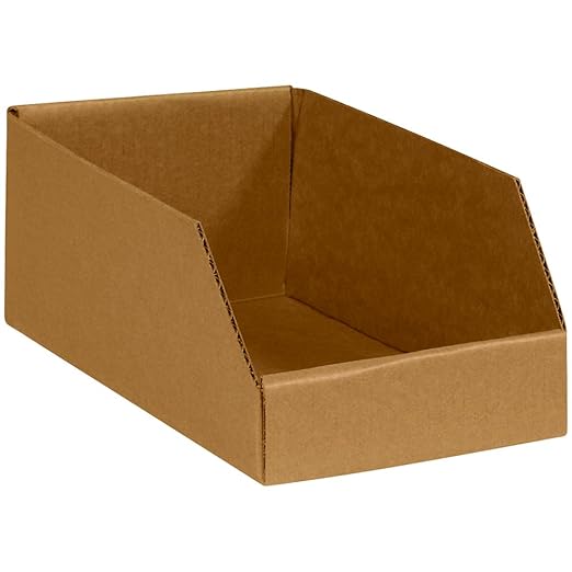 Box USA Storage Bins Medium 6"L x 12"W x 4 1/2"H 50-Pack - Corrugated Cardboard Box for Packing, Moving, and Storage