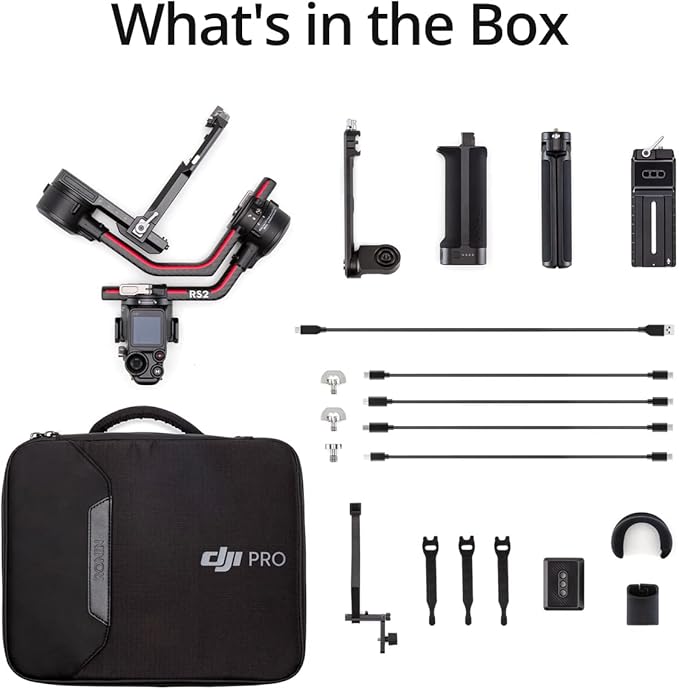 DJI RS 2 - 3-Axis Gimbal Stabilizer for DSLR and Mirrorless Cameras, Nikon, Sony, Panasonic, Canon, Fuji, 10lbs Tested Payload, 1.4” Full-Color Touchscreen, Carbon Fiber Construction, Black