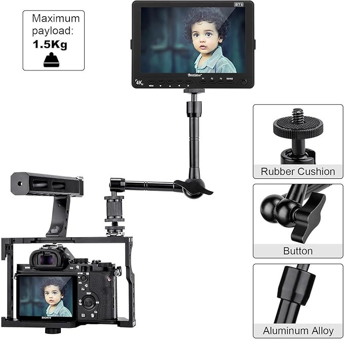 FOMITO 11 inch Articulating Magic Arm + Super Clamp for DSLR Rig Camera to LCD Monito, LED Video Light