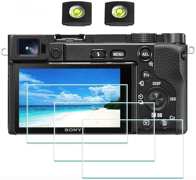ULBTER Screen Protector for Sony A6600 A6400 A6300 A6100 A6000 [3 Pieces] & Hot Shoe Cover 9H Hardness Tempered Glass for Sony alpha 6600 6400 6300 6000 6100