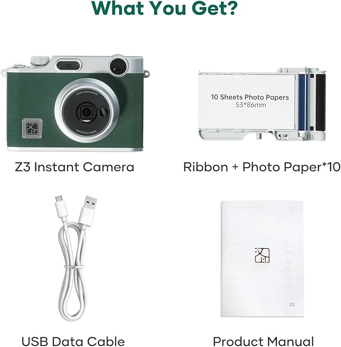 iDPRT Hanin Instant Print Camera, Instant Film Camera, Wireless Bluetooth Photo Printer + 10 Sheets Photo Paper, Portable Instant Cameras That Print Photos for Christmas/Birthday/Travel/Party