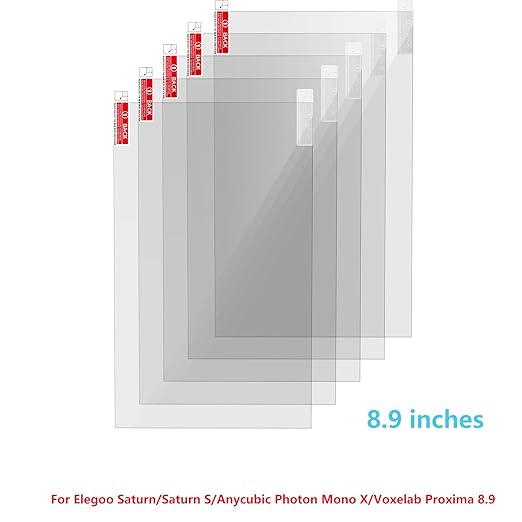 KOYOFEI 5PCS Screen Protector for LCD Resin 3D Printers, Screen Protective Film for Elegoo Saturn, Photon Mono X, Voxelab Proxima 8.9 inch Monochrome LCD Resin 3D Printers