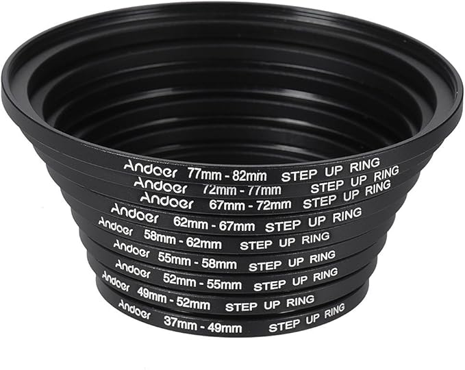 Andoer® 18pcs Step Up/Step Down Lens Filter 37 49 52 55 58 62 67 72 77 82mm Metal Adapter Ring Kit