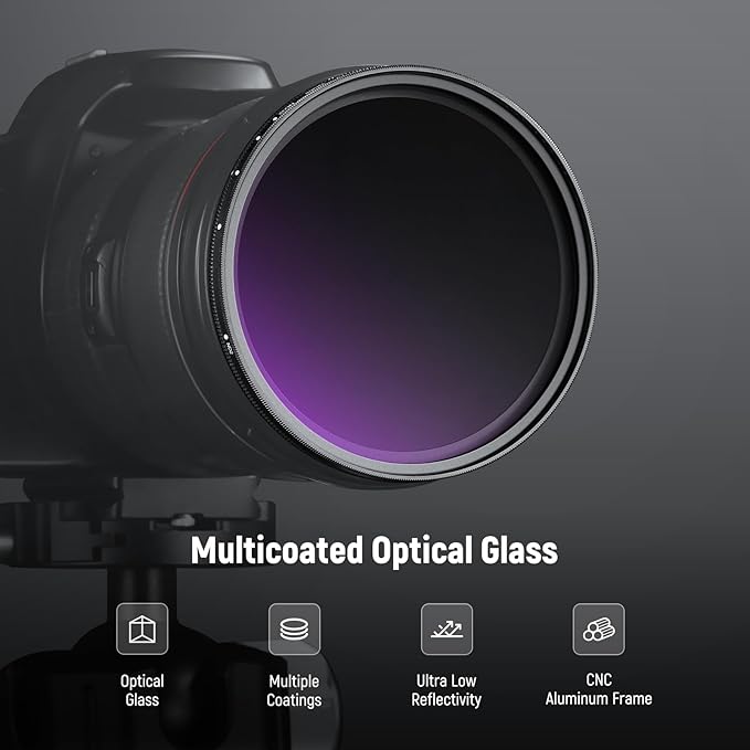 NEEWER 58mm ND2-32 (1-5 Stops) Variable ND Filter with Lens Cap, Cleaning Cloth, Precise Neutral Density Adjustment, Multicoated Optical Glass, Camera Photography Accessories