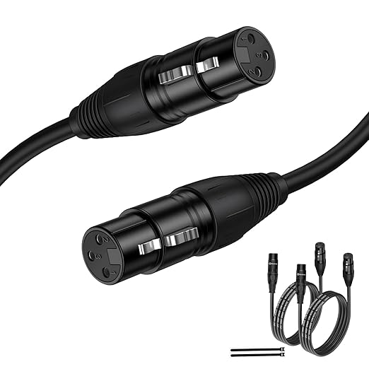 XLR Female to Female 5 Feet 2Pack Microphone Cable, 3 Pin XLR Mic Cord Oxygen-Free Copper(OFC) for Audio and Sound Equipments