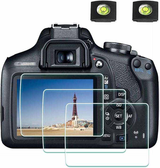 ULBTER Screen Protector for Canon EOS Rebel T7 T6 T5 2000D Camera & Hot Shoe Cover, [2+3Pack] 0.3mm 9H Hardness Tempered Glass Flim Anti-Scrach Anti-Fingerprint Anti-Bubble