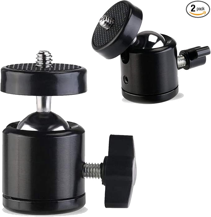 Universal 1/4" Swivel Mini Ball Head Screw Tripod Mount（2 Pack）, EszkozTA360 Degree Rotating Mount Base Adapter for DSLR Cameras HTC Vive Tripods Monopods Camcorder Light Stand…