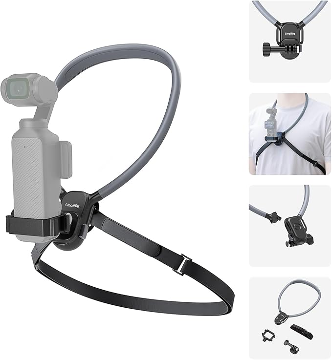 SMALLRIG Magnetic Neck Mount for DJI Pocket 3/OSMO 360/Nano/Action 6/5 Pro/4, for GoPro Hero 13/12/11/10, for Insta 360 X5/X4/X3/Ace Pro 2, Action Camera Chest Mount for Hands-Free POV Vlogging-5567