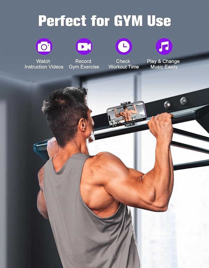 Magnetic Phone Holder for Gym Golf Cart, 360° Rotatable Gym Phone Holder Camera Bracket Workout Record, or Any Metal Surface, Gym Magnet Phone Mount Cradles Compatible with 4.7-7" Phones