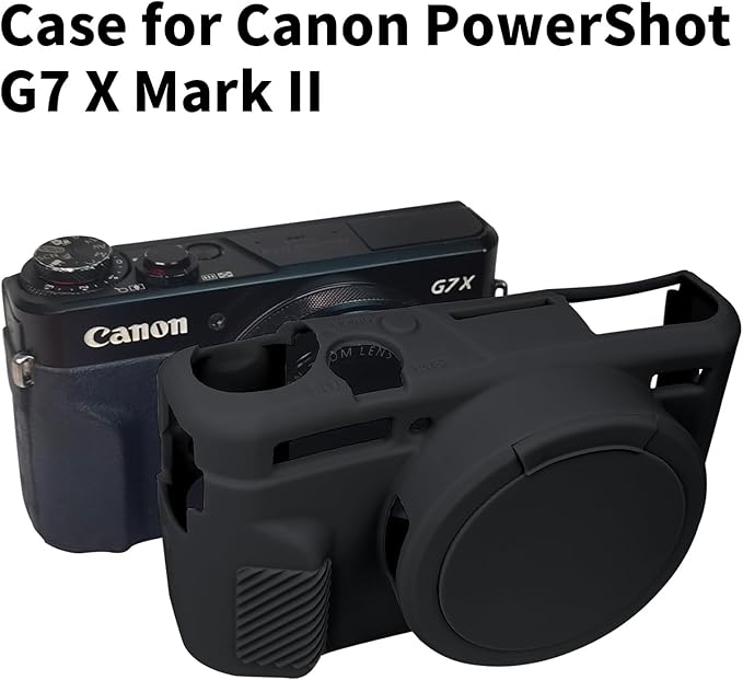 Easy Hood G7X Mark II Case, Protective Case for Canon Powershot G7X Mark II Digital Camera, Removable Lens Cover Silicone Sleeve Soft Camera Cover Rubber Protective Body Skin- Black
